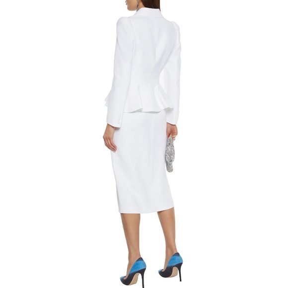 MICHAEL KORS 2-piece Puff Shoulder Ruffled Peplum Blazer & Pencil Skirt Set - Picture 14 of 14